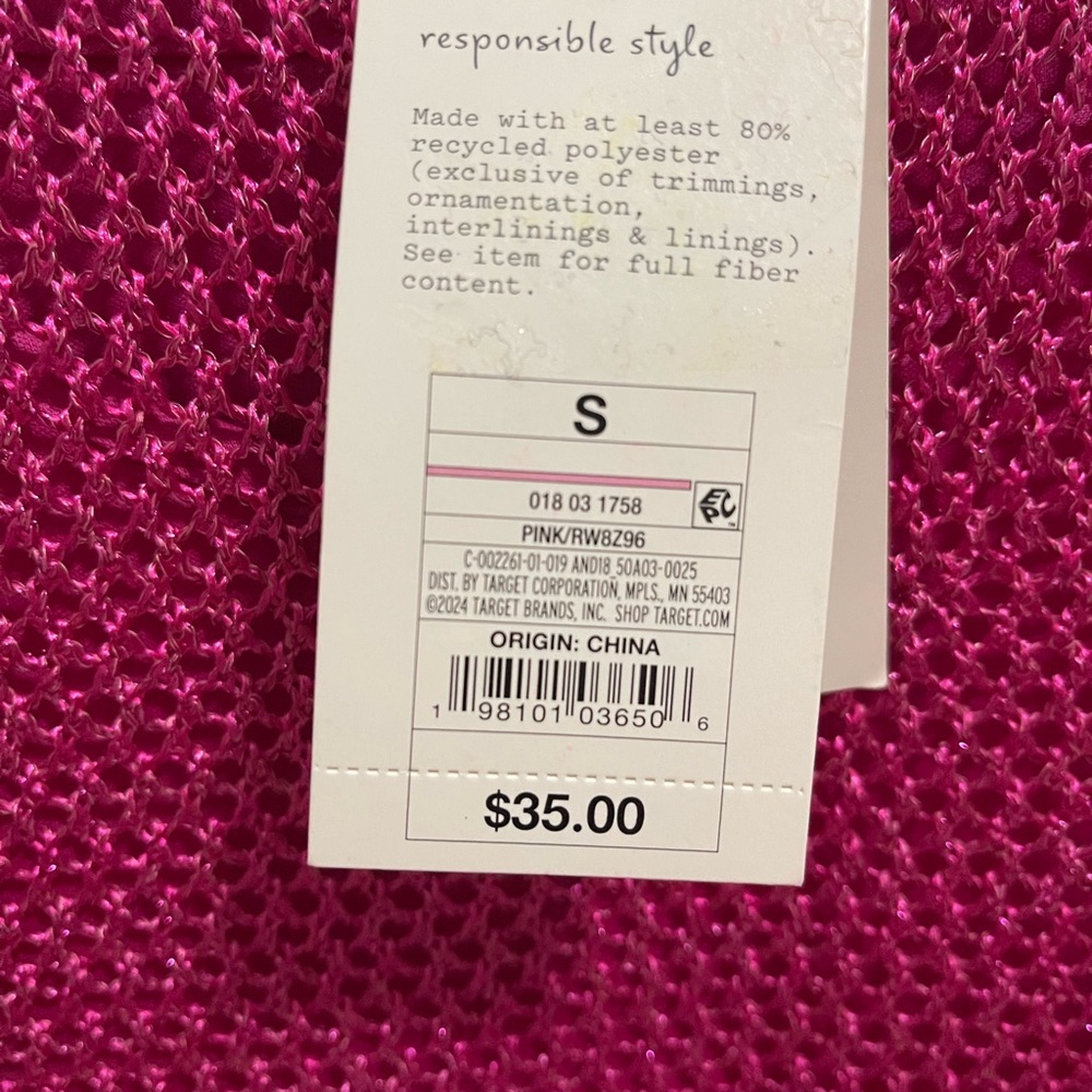 Women's Openwork Midi knit Tank Dress - A New Day Pink small NWT - Picture 4 of 6